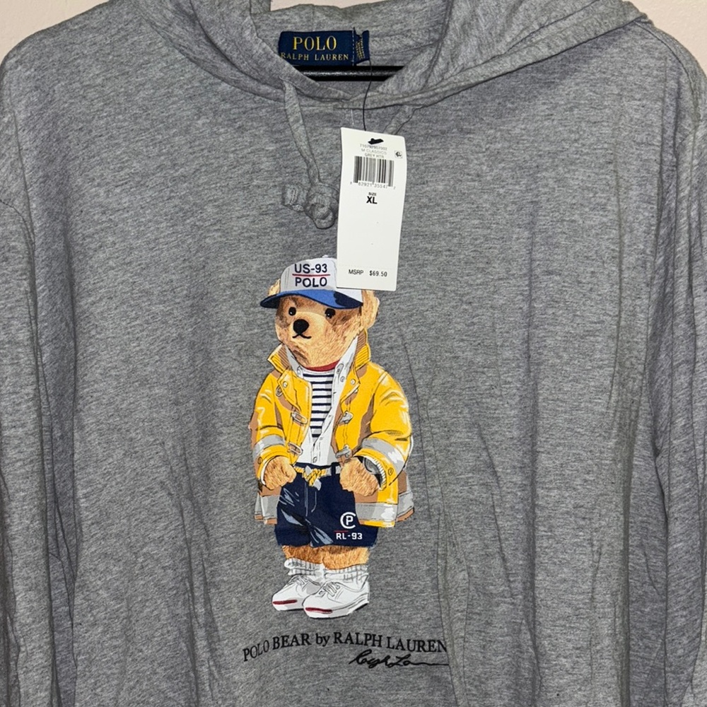 Ralph Lauren Gray Hoodie with Bear Design